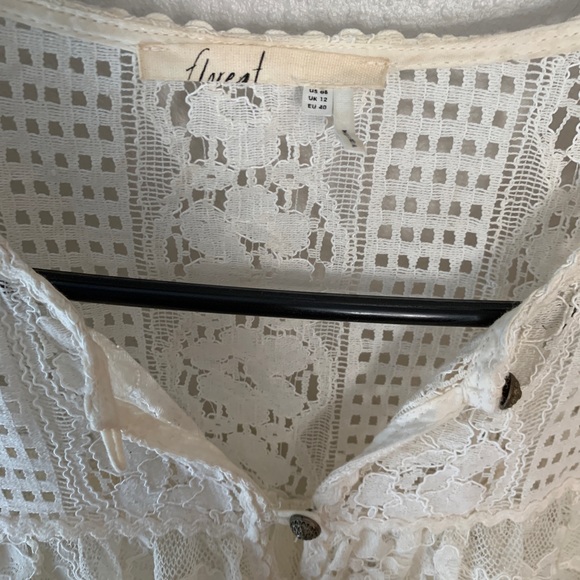 Floreat for Anthropologie Ivory Lacy Tunic Swing Top 8 - Picture 6 of 12